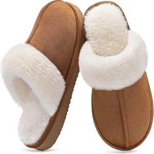 Litfun Chestnut Memory Foam Slippers Women's 8-8.5 NWOT Faux Fur Indoor Outdoor